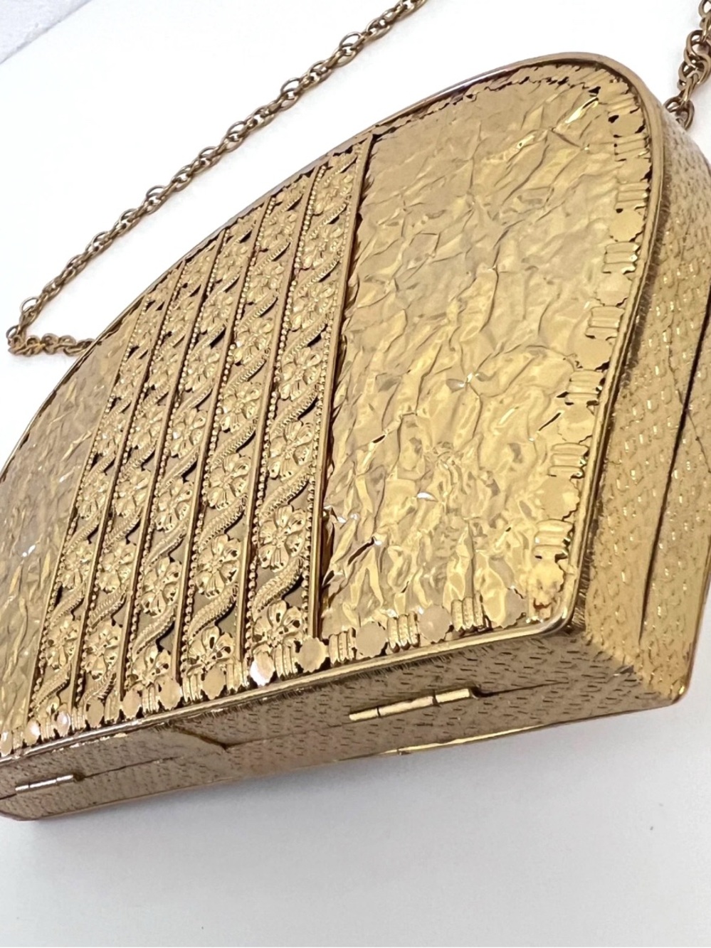Ramla La Perle Gemstone Clutch Bag Mother of Pearl Handmade Gold White NEW - Picture 9 of 11